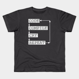 Coder Life: Code Compile Cry Repeat Kids T-Shirt